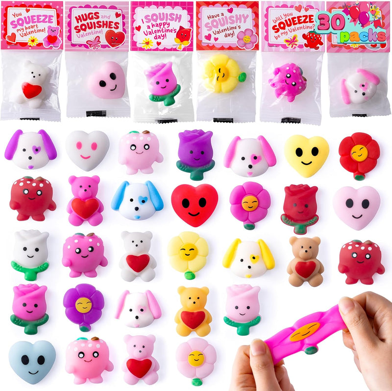 JOYIN 30 Packs Valentine’s Day Gift Cards with Mochi Squishy Toys