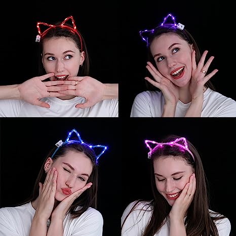 LED Cat Headbands, 6 Pack