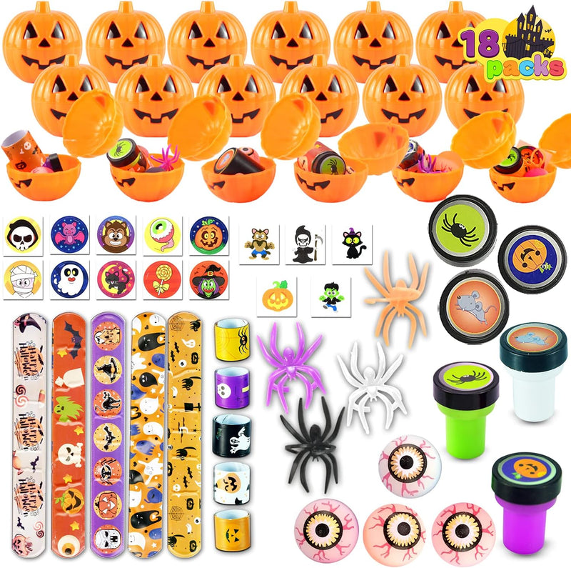 Halloween Prefilled Pumpkin Box with Party Favors, 18 Pcs