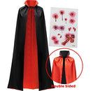 Adult Unisex Vampire Costume Set With Cape And Tattoo Scar
