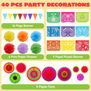 40Pcs Cinco de Mayo Fiesta Paper Fan Party Decorations Set