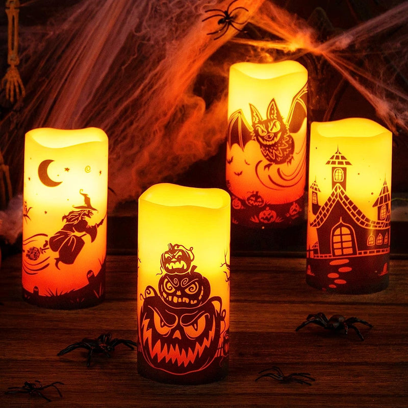 Halloween Flameless Candles, 4 Pcs