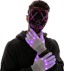 Purple Led Scary Mask And Gloves