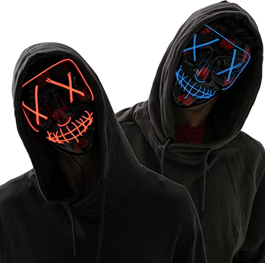 LED Cosplay Scary Mask, 2 Pcs