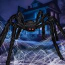 6.5ft Led Eyes Hairy Black Giant Spider For Halloween Indoor Outdoor Decorations