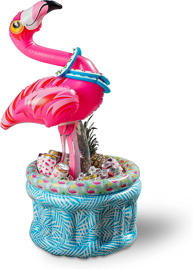 Sloosh - 50in Inflatable Flamingo Cooler With Toss Rings