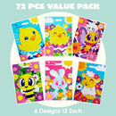 JOYIN 72 Pack Easter Plastic Gift Bags with Animal Flower Easter Party Supplies for Kids