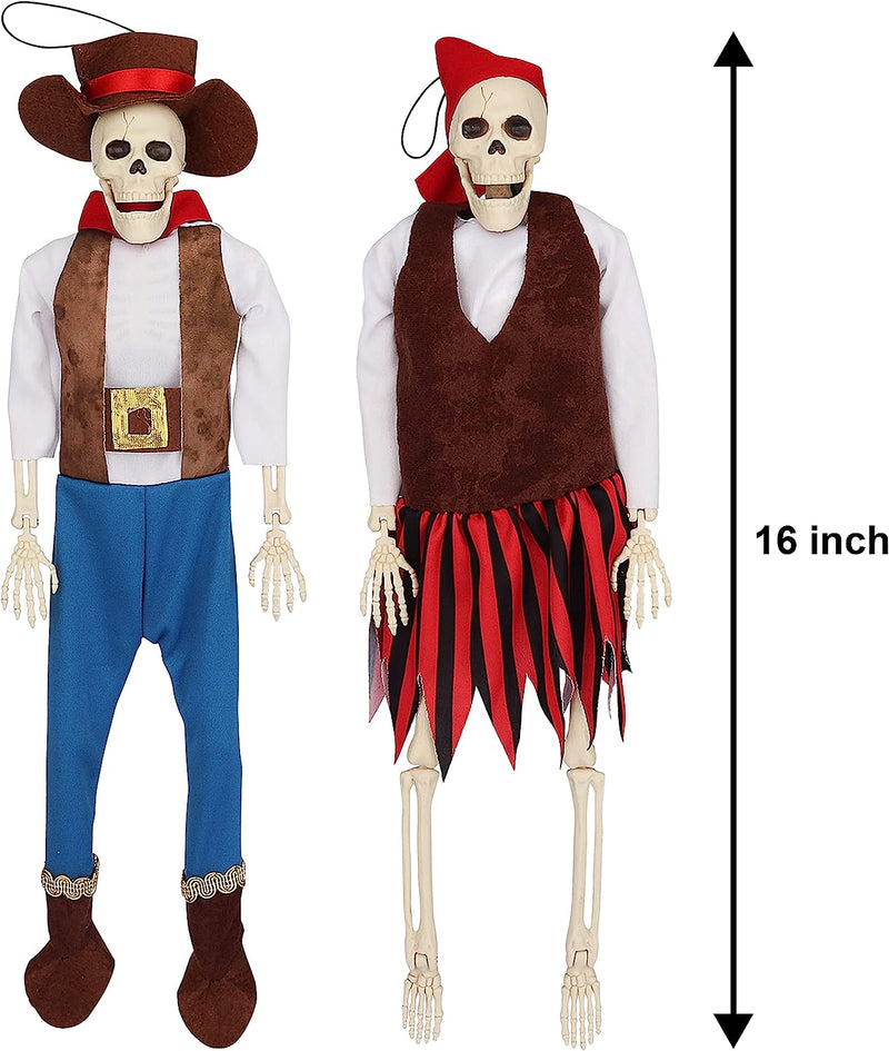 16in Halloween Full Body Pirate Skeleton, 2 Pcs