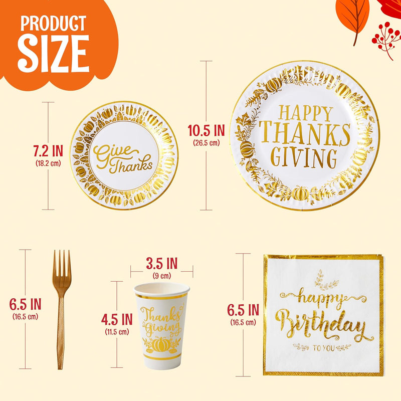 168Pcs Thanksgiving Paper Plates Set