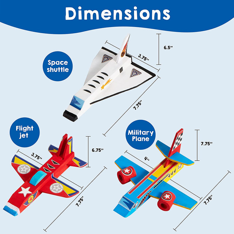 DIY Wooden 3D Aircraft Kit with 3 Airplane Toys