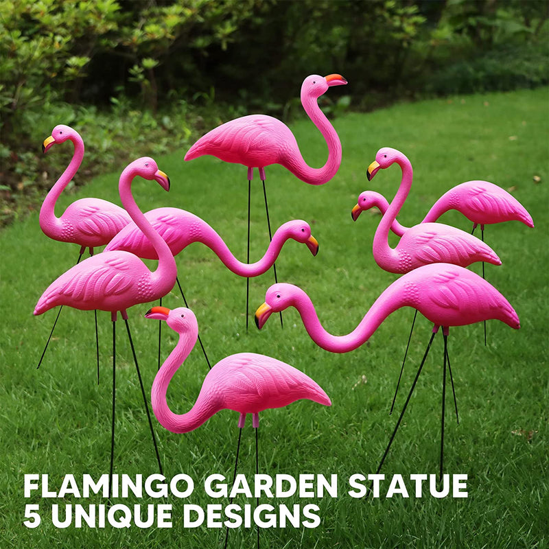 10Pcs Small Pink Flamingo Yard Ornament