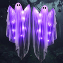 35.5” Halloween Hanging Light up Ghost with Purple LED Light