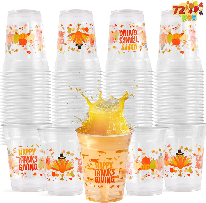 72 Pcs Thanksgiving Disposable Plastic Cups