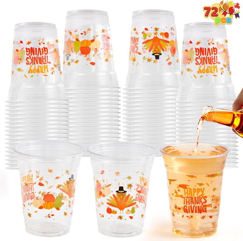 72 Pcs Thanksgiving Disposable Plastic Cups