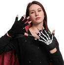 Glow in the Dark Short Skull Gloves,3 Pairs