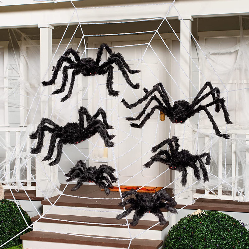 6 Pack Halloween Black Spider Set