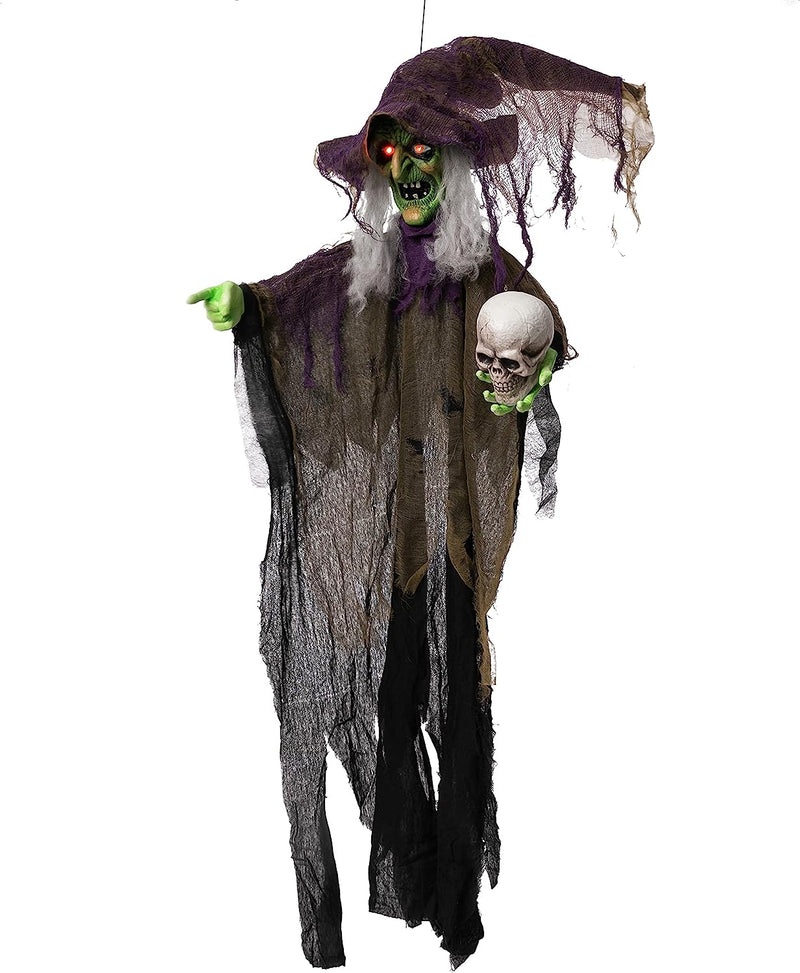 85in Animated Witch Holding a Skull