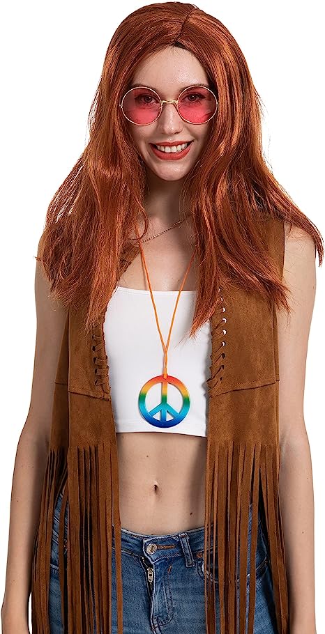 Hippie Glasses and Peace Necklaces, 6 Pcs