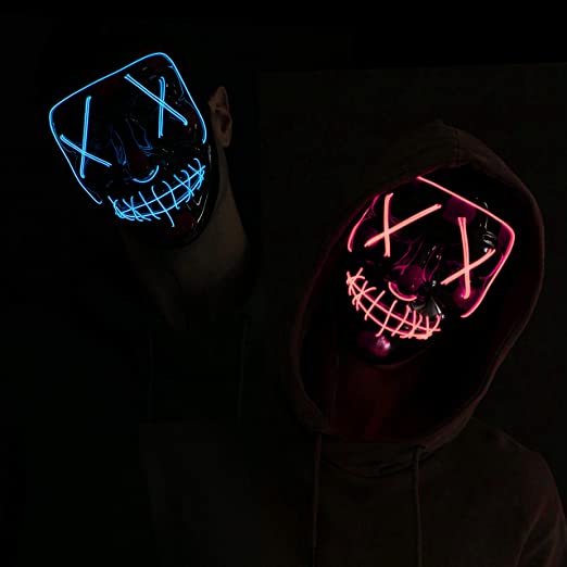 LED Cosplay Scary Mask, 2 Pcs