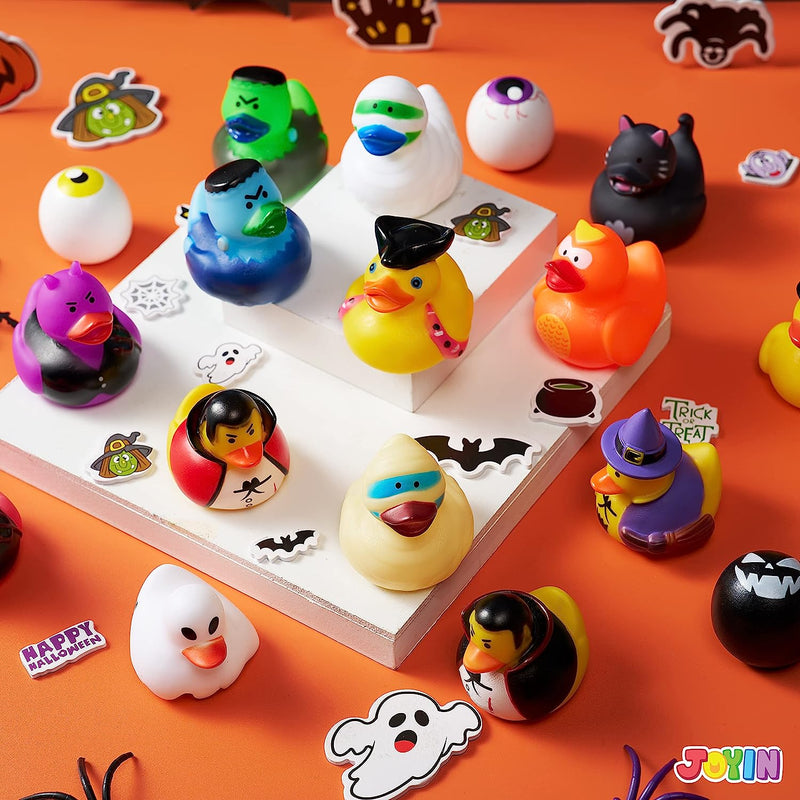 JOYIN 18 Pieces Halloween Rubber Ducks Fancy Novelty Assorted Variety for  Fun Bath Squirt Squeaker Duckies,Toy,School Classroom Prizes Ducky,Trick or