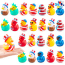 JOYIN 24 Pcs Patriotic Rubber Ducks, 2.6" Red White Blue 4th of July Bulk Ducks with 8 Designs, Independence Day Duck with Flag Prints, Patriotic Party Favor Gift Bath Toy Supply for Kids Toddlers