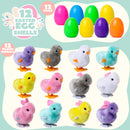 12Pcs 3.7in Colorful Wind-Up Jumping Animals with Easter Eggs Bursting for Easter Egg Hunt