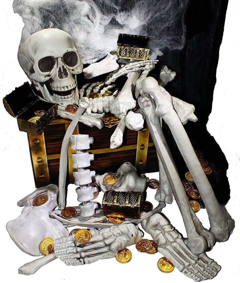 Box Of Skeleton Bones And Skull For Halloween Decorations