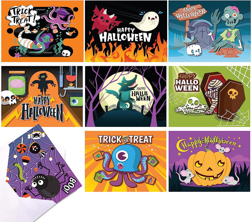 Halloween 3D push bubble-out Greeting Cards, 72 Pcs