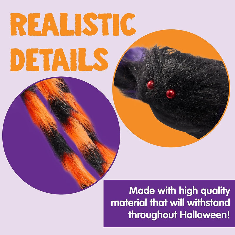 Joyin-5 Pcs Colorful Halloween Giant Striped Hairy Spiders Set