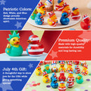 JOYIN 24 Pcs Patriotic Rubber Ducks, 2.6" Red White Blue 4th of July Bulk Ducks with 8 Designs, Independence Day Duck with Flag Prints, Patriotic Party Favor Gift Bath Toy Supply for Kids Toddlers
