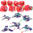 24Pcs Prefilled Hearts with Spaceship Building Blocks and Valentines Day Cards for Kids-Classroom Exchange Gifts