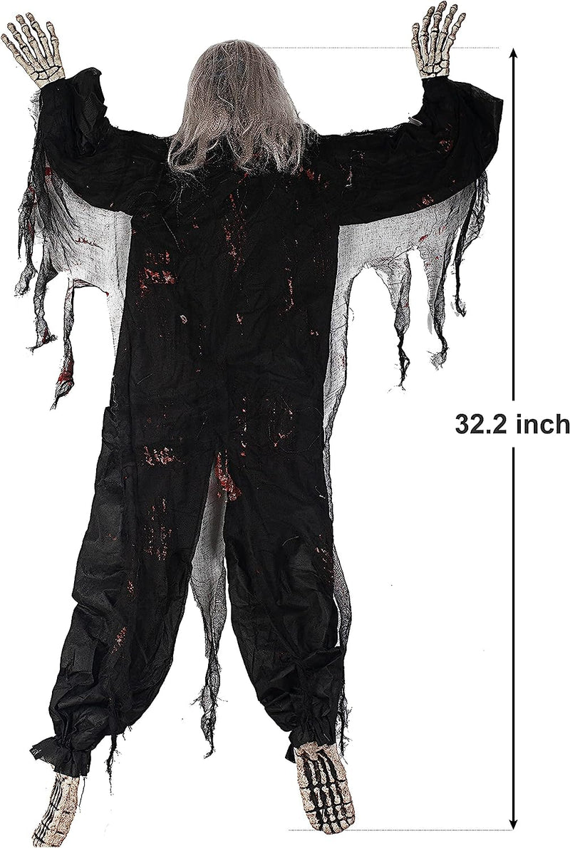 32.2in Zombie Wall Climber Decoration, Black
