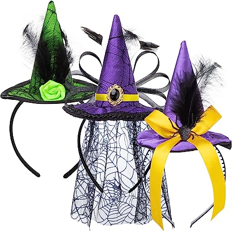 Halloween Witch Hat Headband Set 3 Pack