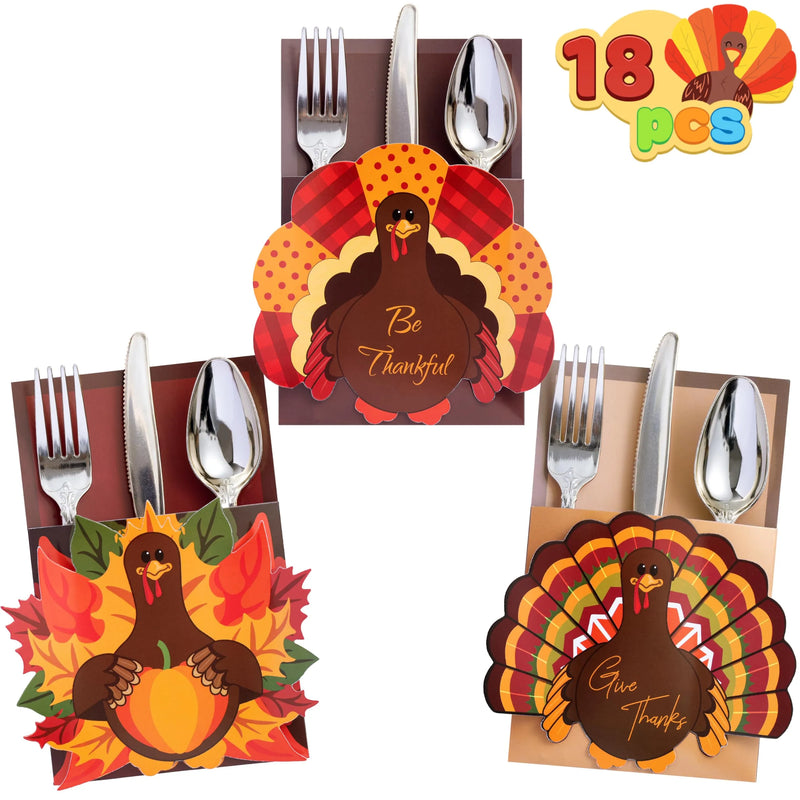 18 Count Thanksgiving Cutlery Holder Set for Thanksgiving