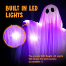 35.5” Halloween Hanging Light up Ghost with Purple LED Light