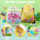 JOYIN 48 Pack Easter Drawstring PE Bags Bunny & Chick Easter Treat Bags for Kids Party Supplies