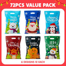 72 PCS Christmas Plastic Goodies Bags with Handles