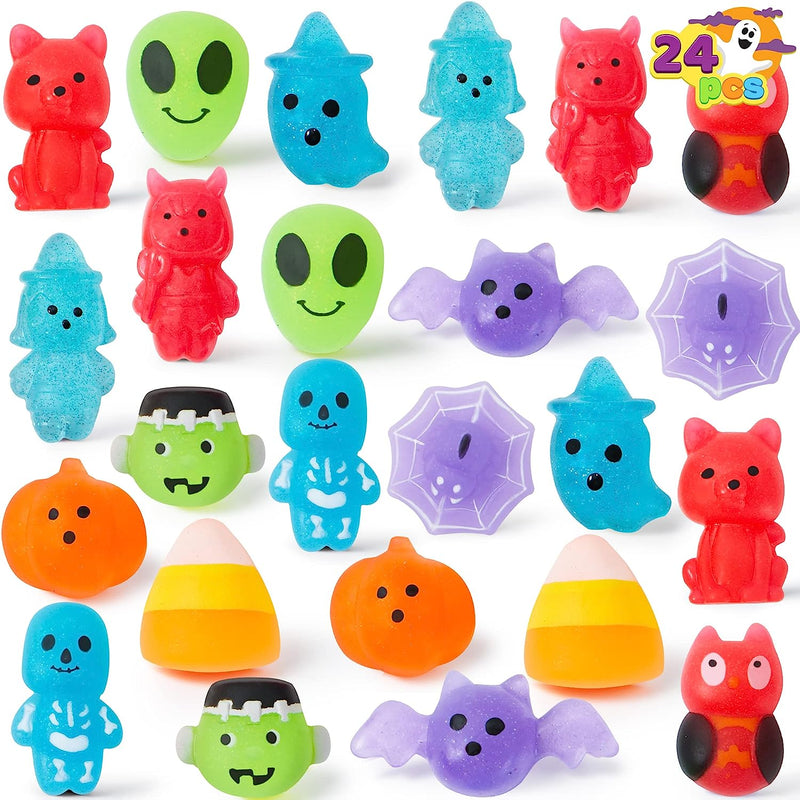 Halloween Mochi Squishy Toys with Glitter 24 Pcs