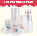 72Pcs July 4th Patriotic Plastic Cups