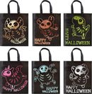 Halloween Tote Bags with Shining Skeleton Designs, 12 Pcs