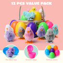 12Pcs 3.7in Colorful Wind-Up Jumping Animals with Easter Eggs Bursting for Easter Egg Hunt