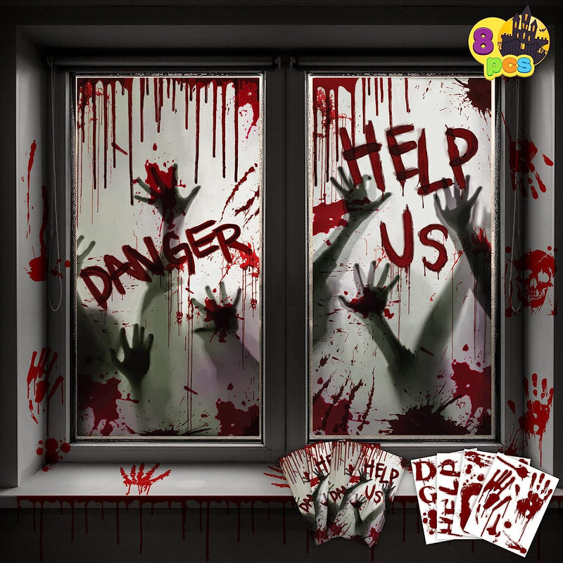 Zombie Hand Window Covers 4 Pcs with Window Stickers