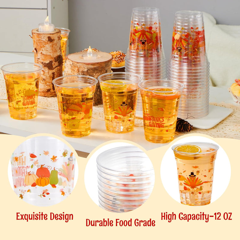 72 Pcs Thanksgiving Disposable Plastic Cups