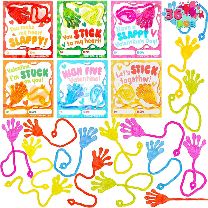 36 Packs Valentines Day Sticky Hands with Card