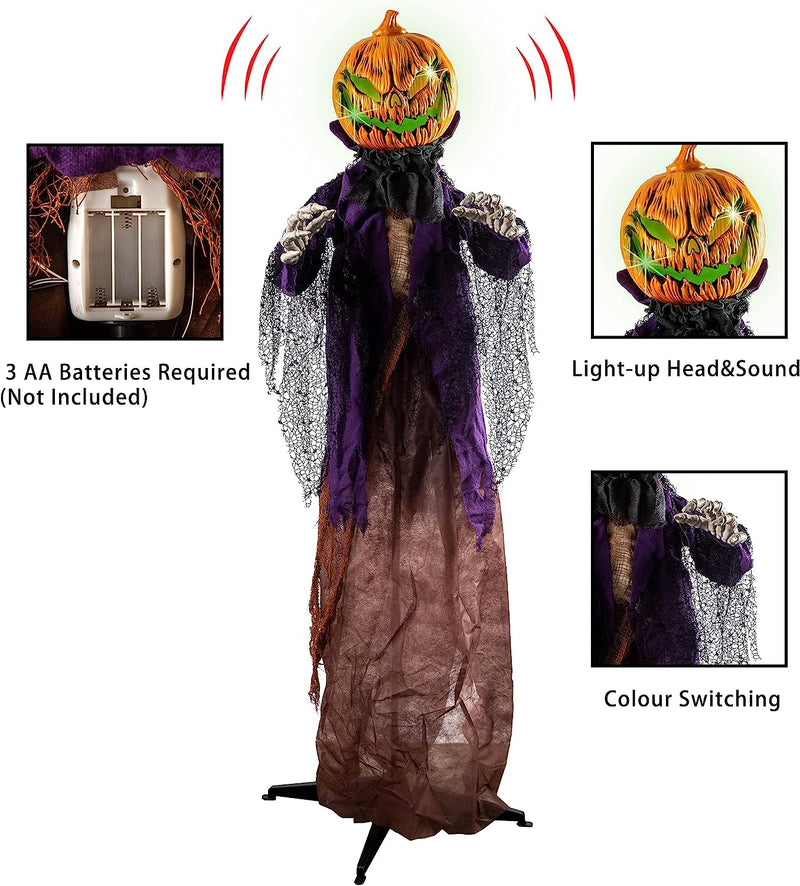 70.8in Halloween Animated Hanging Pumpkin Skeleton Decoration