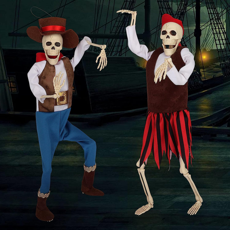 16in Halloween Full Body Pirate Skeleton, 2 Pcs