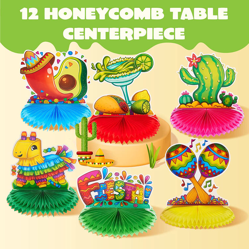 12Pcs Cinco de Mayo Honeycomb Table Centerpiece Set
