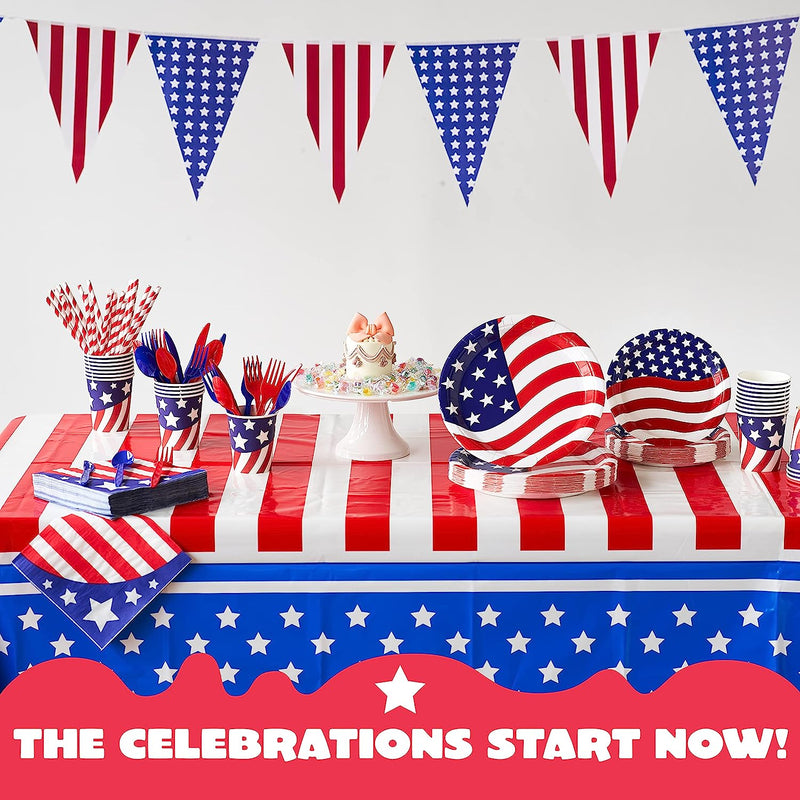 2Pcs July 4th Table Covers Tablecloths