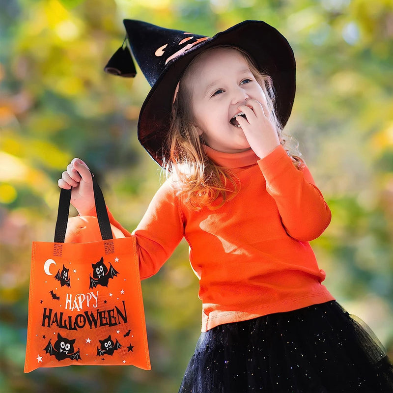 Halloween Non-Woven Bags Colorful Orange and Black, 32 Pcs