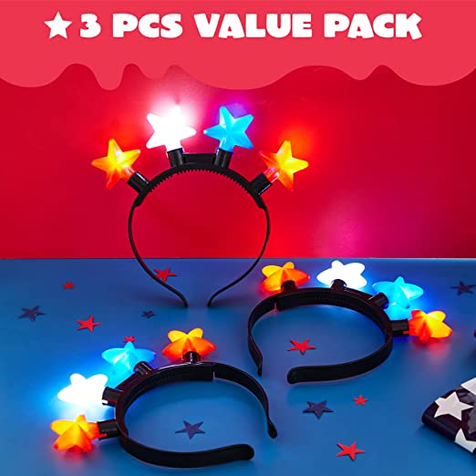 3Pcs Patriotic LED Headbands